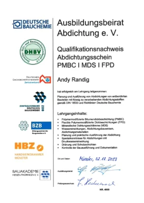 Zertifikat Andy Randig