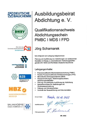 Zertifikat Jörg Schamarek