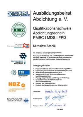 Zertifikat Miroslaw Stanik