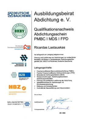 Zertifikat Ricardas Lastauskas